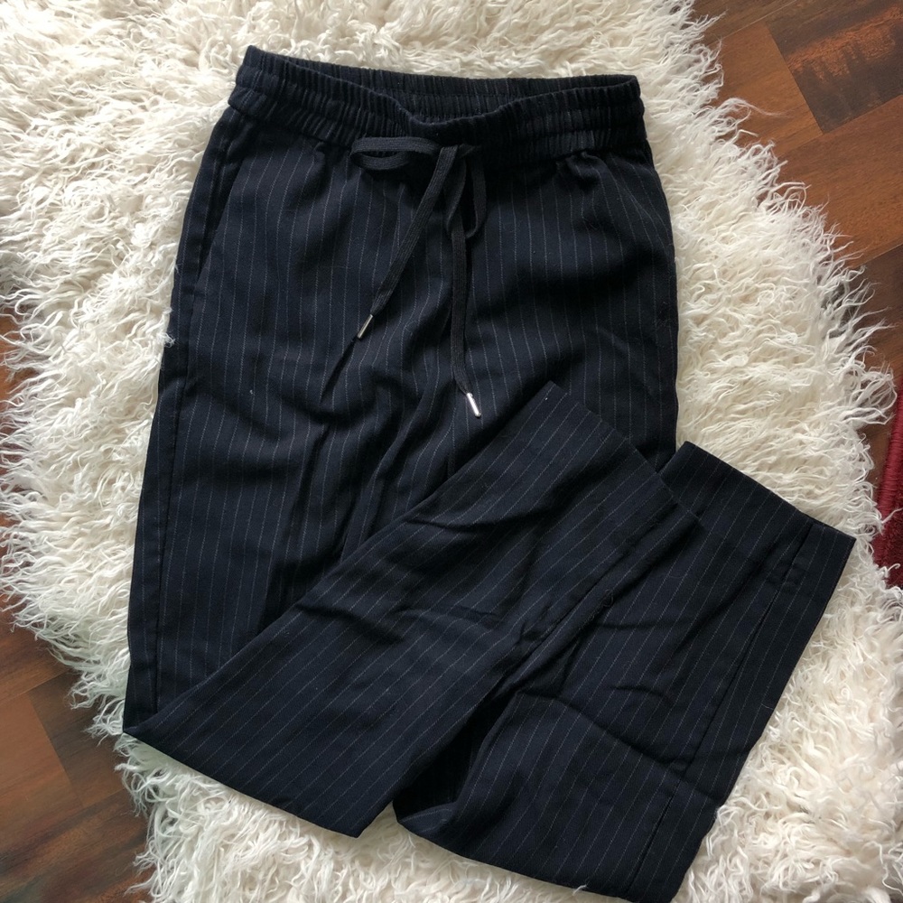 H&M Navy pinstripe jogger trousers
